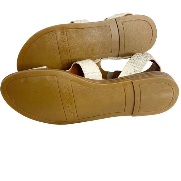 Franco Sarto Genevia Snakeskin Sandals Womens 6M Strappy Flats Shoes Natural - Picture 4 of 6